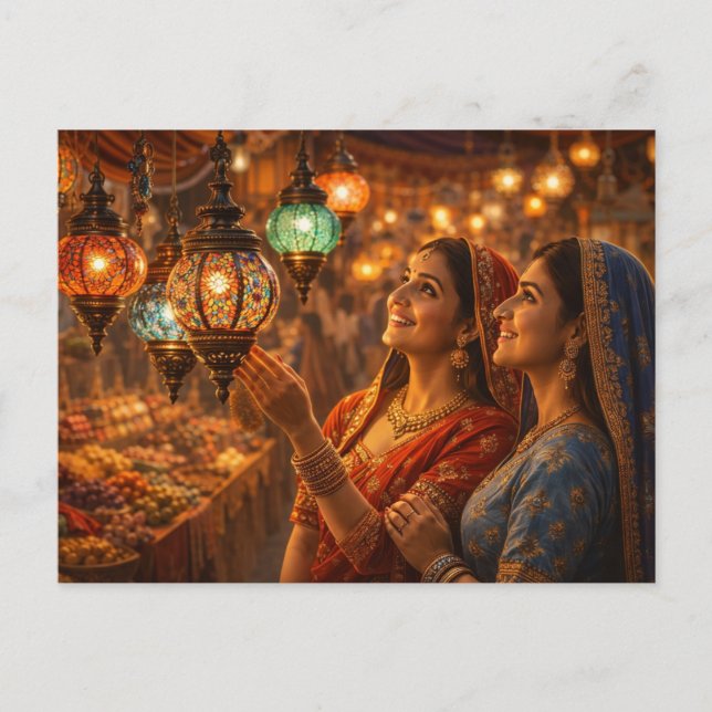 Carte Postale Magischer Indischer Lampenmarkt (Devant)