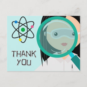 Carte Postale Magnifier la fille de verre scientifique Merci car