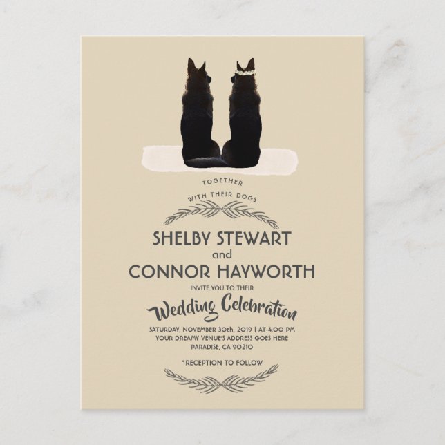 Carte Postale Magnifique berger allemand Mariage Silhouette (Devant)