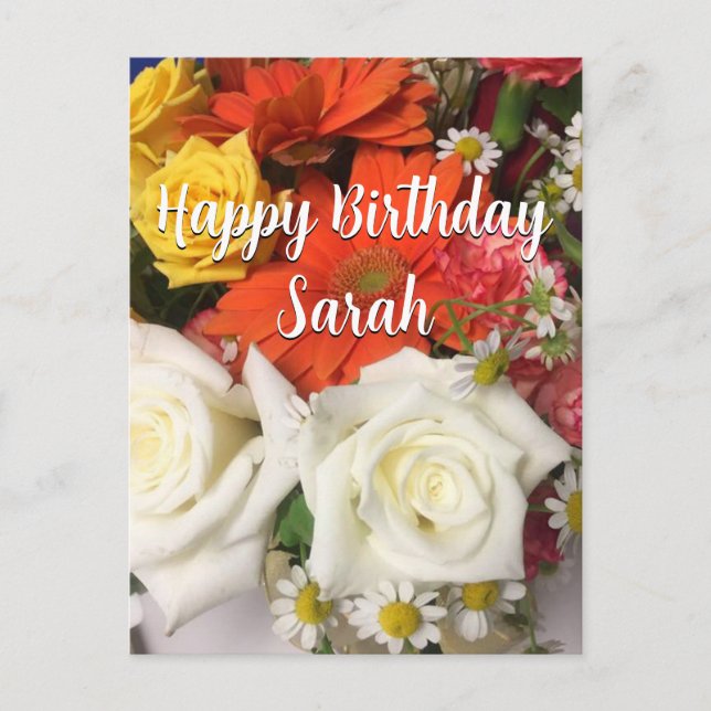 Carte Postale Magnifique Bouquet de Fleurs Personnalisé Joyeux A (Devant)