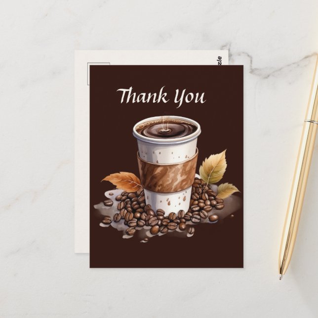 Carte Postale Magnifique café merci aux vendeurs (Devant/Arrière en situation)