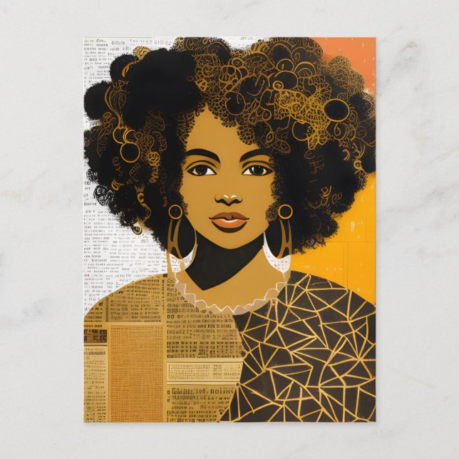 Carte Postale Magnifique Coiffure frêle Africain Américain Femme (Devant)