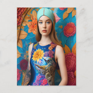 Carte Postale Magnifique dame avec tatouage