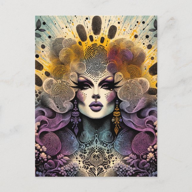 Carte Postale Magnifique Drag Queen empreintes digitales (Devant)