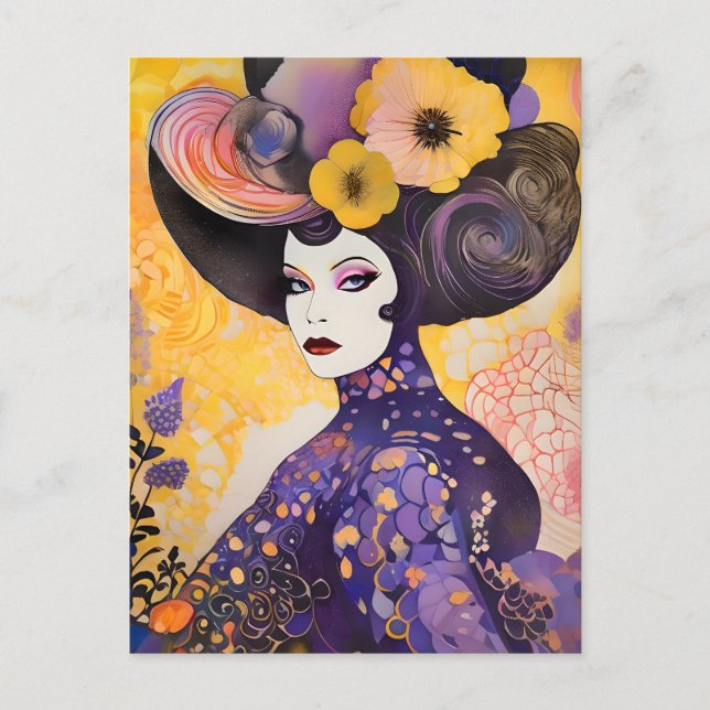 Carte Postale Magnifique Drag Queen Klimt Style (Devant)