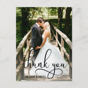 Carte Postale Magnifique écriture calligraphique Merci Mariage