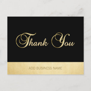 Carte Postale Magnifique Elegant Gold Black MERCI d'affaires