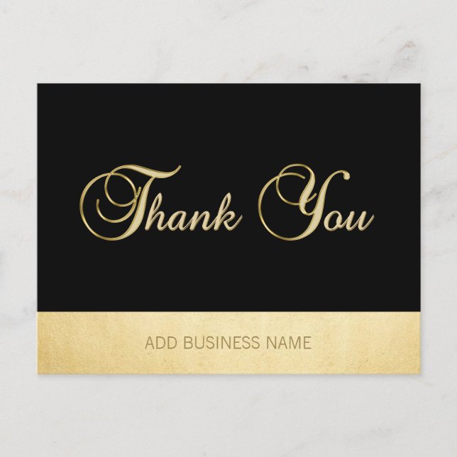 Carte Postale Magnifique Elegant Gold Black MERCI d'affaires (Devant)