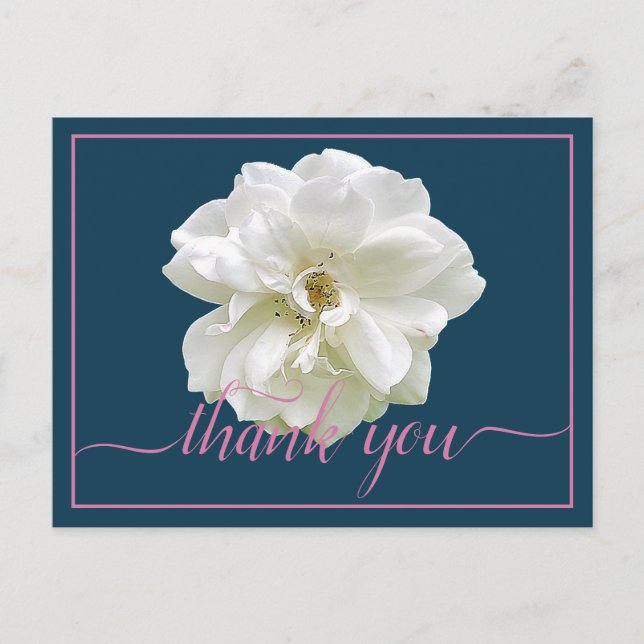 Carte Postale Magnifique fond de couleur rose blanche chic merci (Devant)