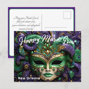 Carte Postale 💚 💜 💛 magnifique Mardi Gras