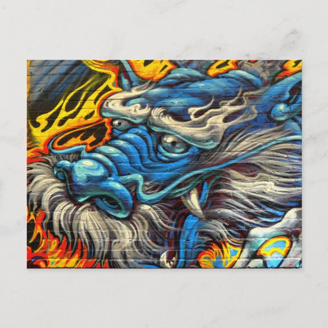 Carte Postale Magnifique peinture murale de dragon (Devant)