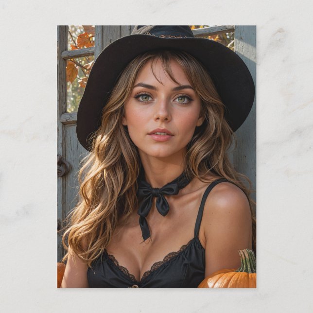 Carte Postale Magnifique Sorcière Halloween (Devant)
