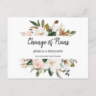 Carte Postale Magnolia Floral & Coton reporté Changement de plan