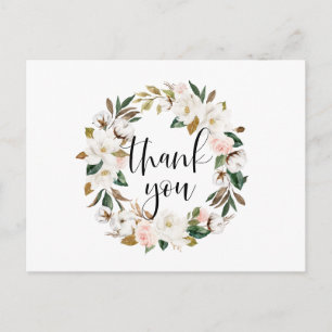 Carte Postale Magnolia rustique et Merci de couronne de coton