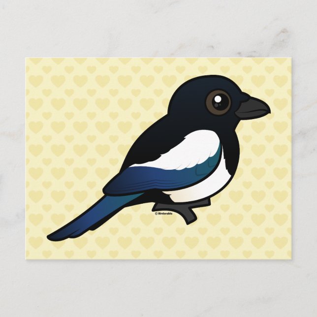 Carte Postale Magpie eurasienne Birdorable (Devant)