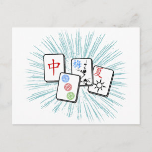 Carte Postale Mahjong Tiles bleu