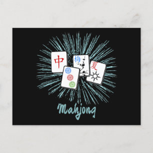 Carte Postale Mahjong Tiles Blue Starburst Custom
