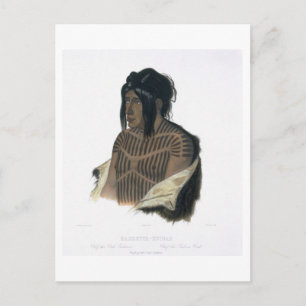 Carte Postale Mahsette-Kuiuab, chef des Indiens cris, plaque