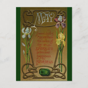 Carte Postale Mai Birthday Emerald et Irises