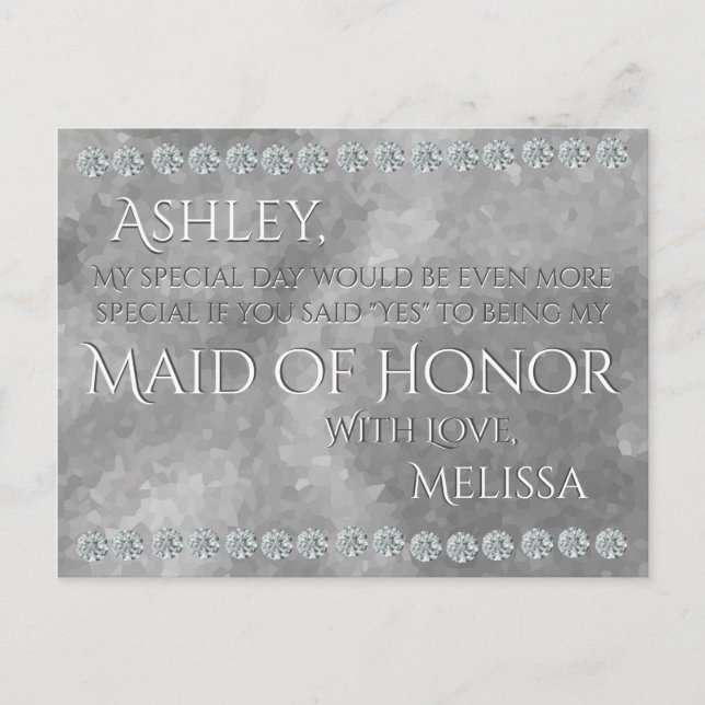 Carte Postale Maid of Honor - Argent & Diamants (Devant)