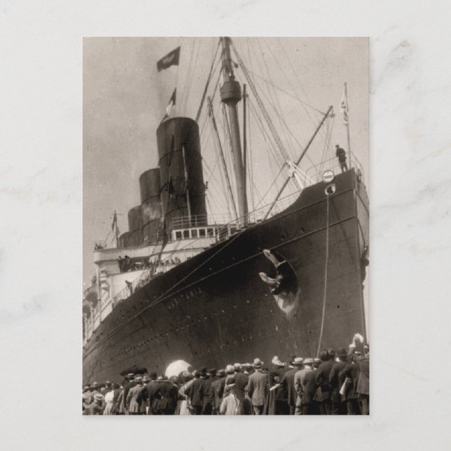 Carte Postale Maiden Voyage de RMS Lusitania, 13 septembre 1907 (Devant)