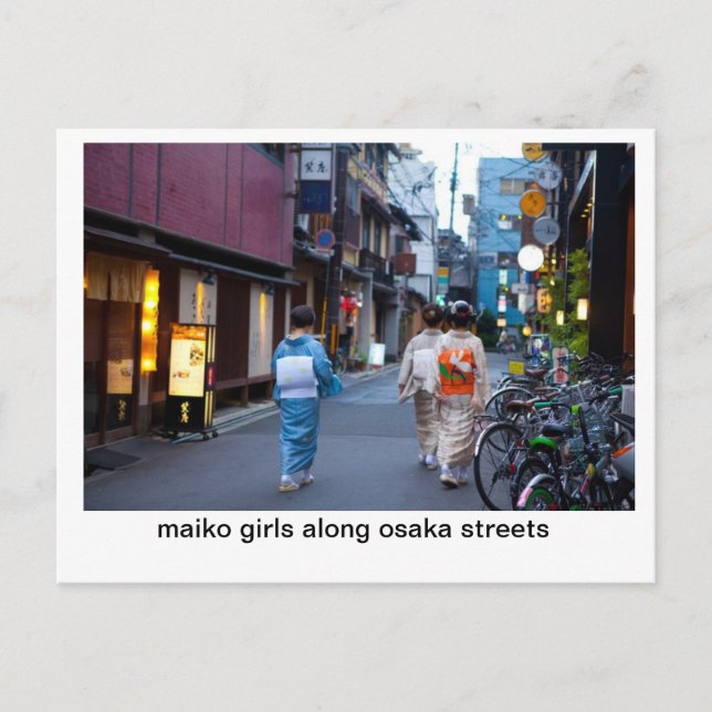 Carte Postale Maiko Girls le long des rues d'osaka (Devant)