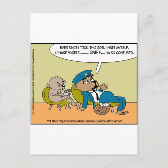 Carte Postale Mail Chien En Thérapie Drôle Offbeat Dons Cartoon (Devant)