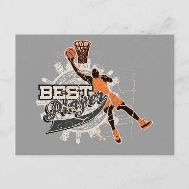 Carte Postale maillots et cadeaux du meilleur joueur de basket-b (Devant)