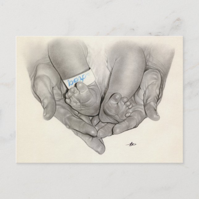 Carte Postale Main bébé pieds nouveau-né Postcard (Devant)