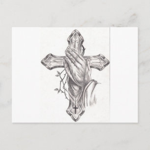 Carte Postale Main et croix de prière