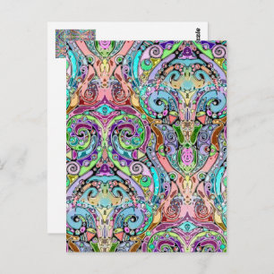Carte Postale Main Et Numériquement Peint Motif Art 10