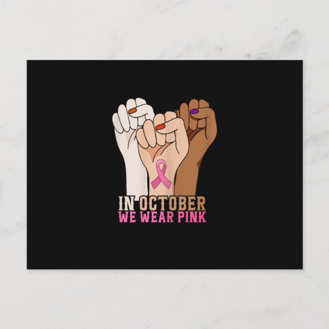 Carte Postale Main féminine en octobre Nous portons le cancer du (Devant)