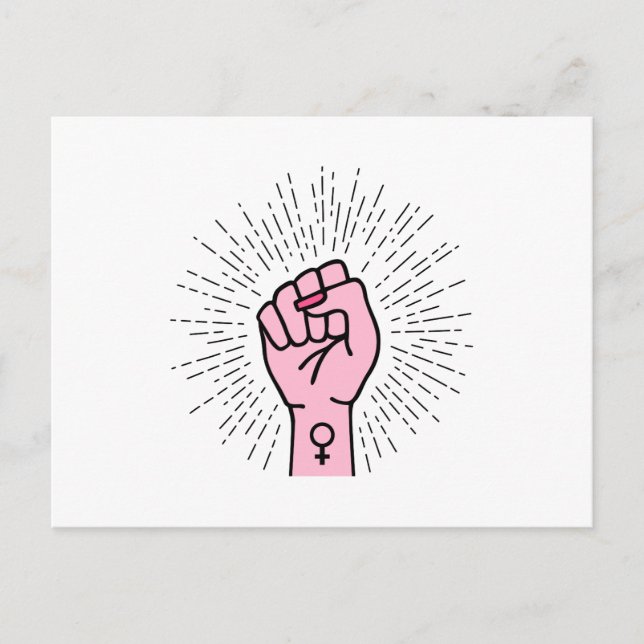 Carte Postale Main féministe avec symbole féminin (Devant)