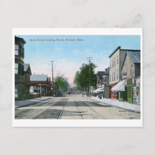 Carte Postale Main St, Everett, Massachusetts Vintage