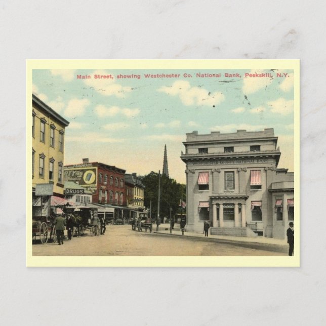Carte Postale Main St, Peekskill, New York Vintage (Devant)