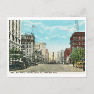Carte Postale Main St, Salt Lake City, Utah Vintage