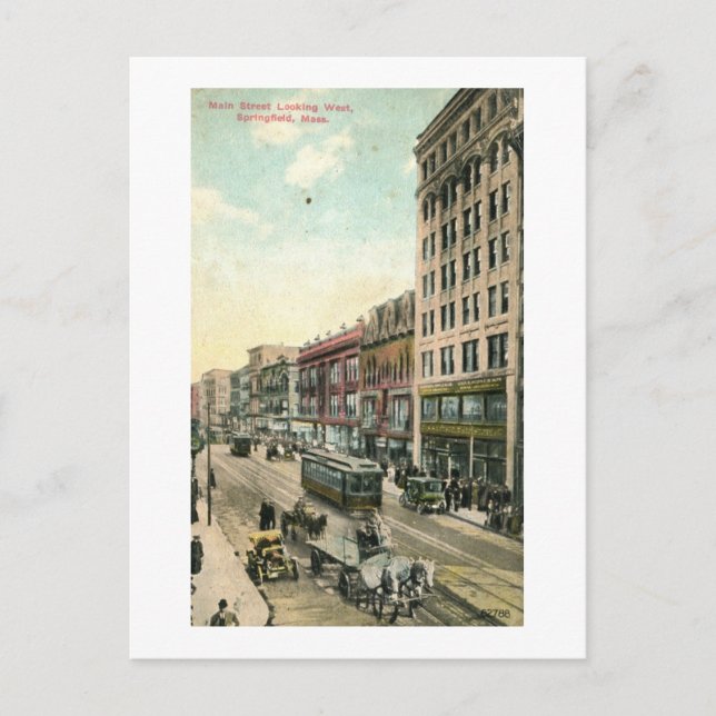 Carte Postale Main St, Springfield, Mass. vintage 1910 (Devant)