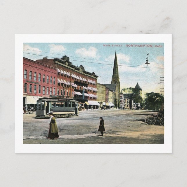 Carte Postale Main Street, Northampton, Massachusetts Vintage (Devant)
