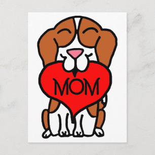 Carte Postale Main tiré Beagle Coeur maman