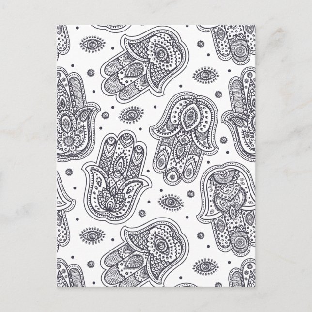 Carte Postale Main tirée d'inspiration Hamsa (Devant)