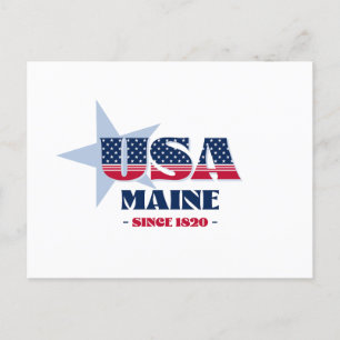 Carte postale Maine en rouge, blanc et bleu