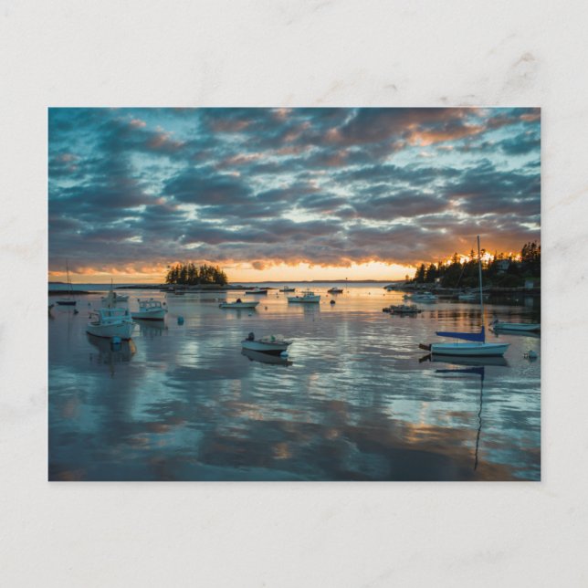 Carte Postale Maine, Newagen, port du coucher de soleil 1 (Devant)