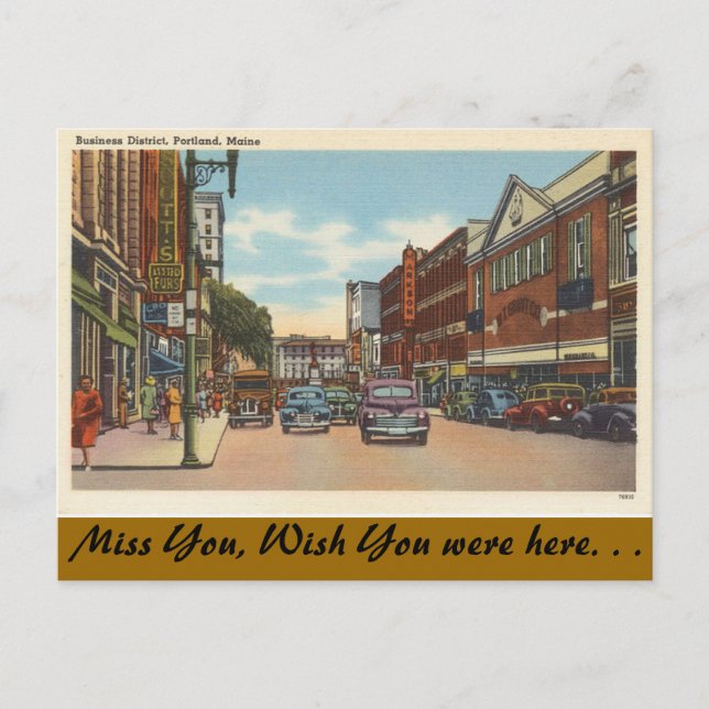 Carte Postale Maine, Portland, Centre-ville (Devant)