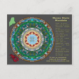 Carte Postale Maine State Mandala Postcard