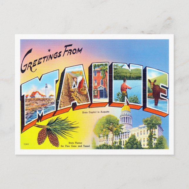 Carte postale Maine Vintage Big Letters (Devant)