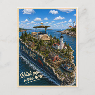 Carte Postale Maine Vous auriez aimé être ici Série des État