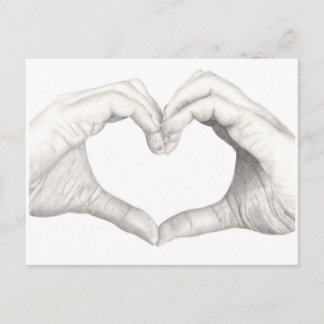 Carte Postale Mains en forme de coeur