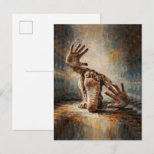 Carte Postale Mains et pieds rampants surréalistes expressifs