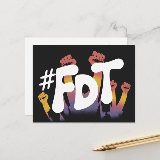 Carte Postale Mains FDT dans l'air (Devant/Arrière en situation)