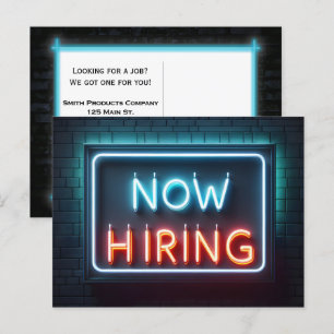 Carte Postale Maintenant Embaucher Neon Connexion Brick